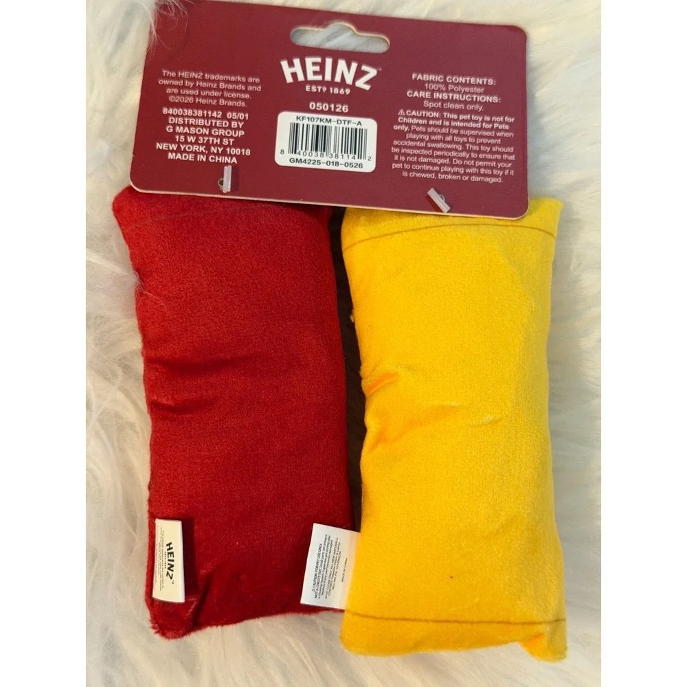 Heinz Ketchup and Yellow Mustard Catnip Plush Cat Toys Set 2 Pack